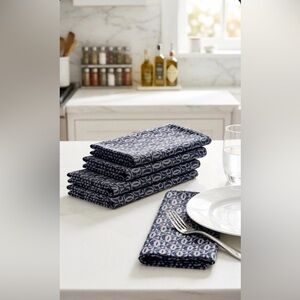 Williams Sonoma Logo Jacquard GC Napkins Set of 4 Denim Blue Gray